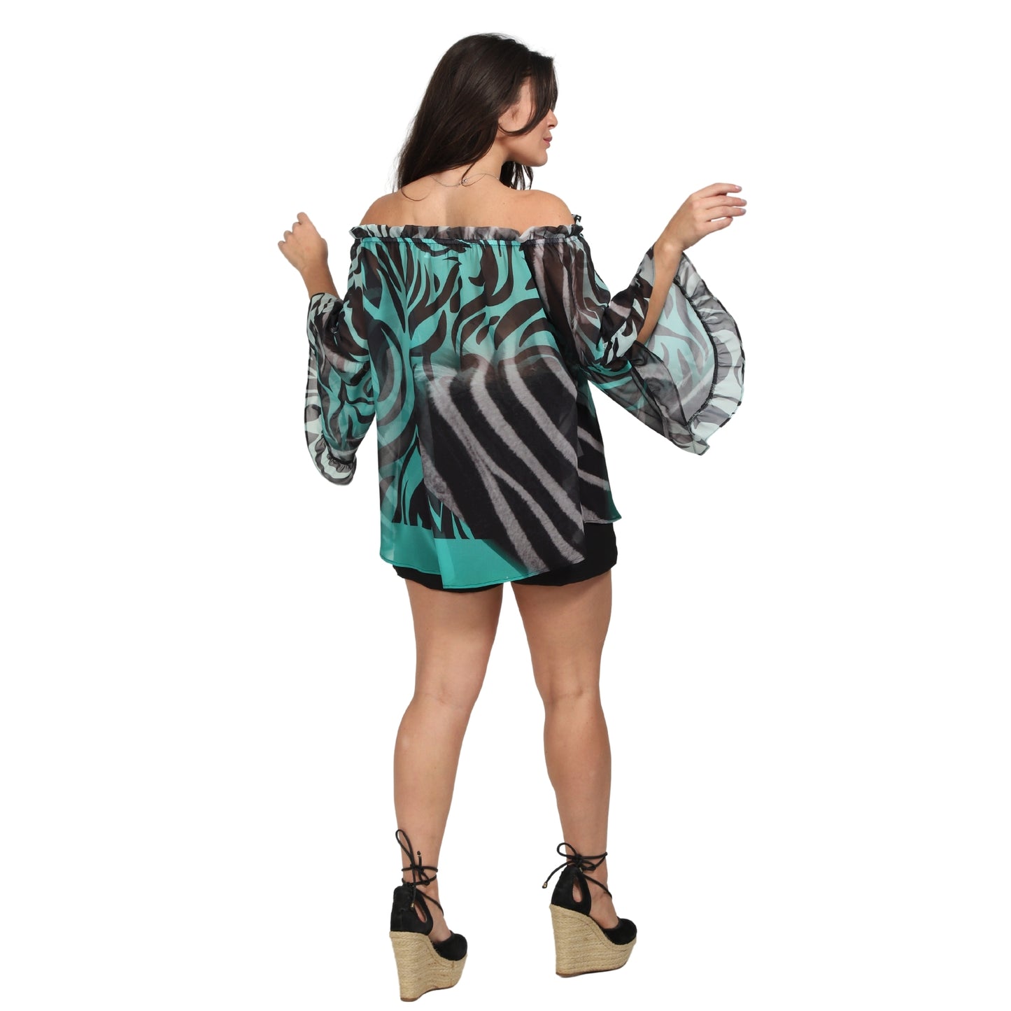 Blusa ciganinha estampada zebra green