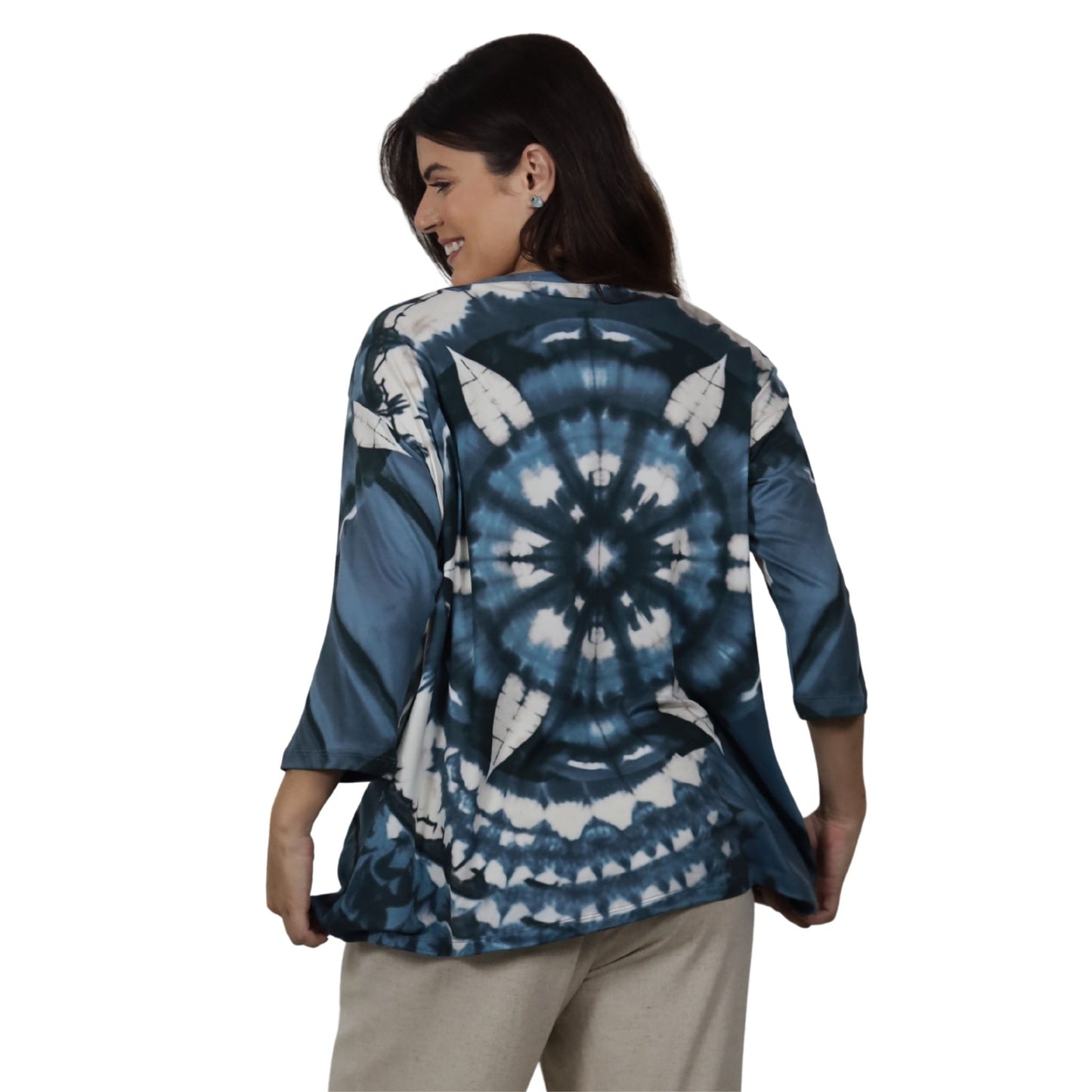 Blusa Decote "V" manga 3/4 BIXUGRILLO estampada