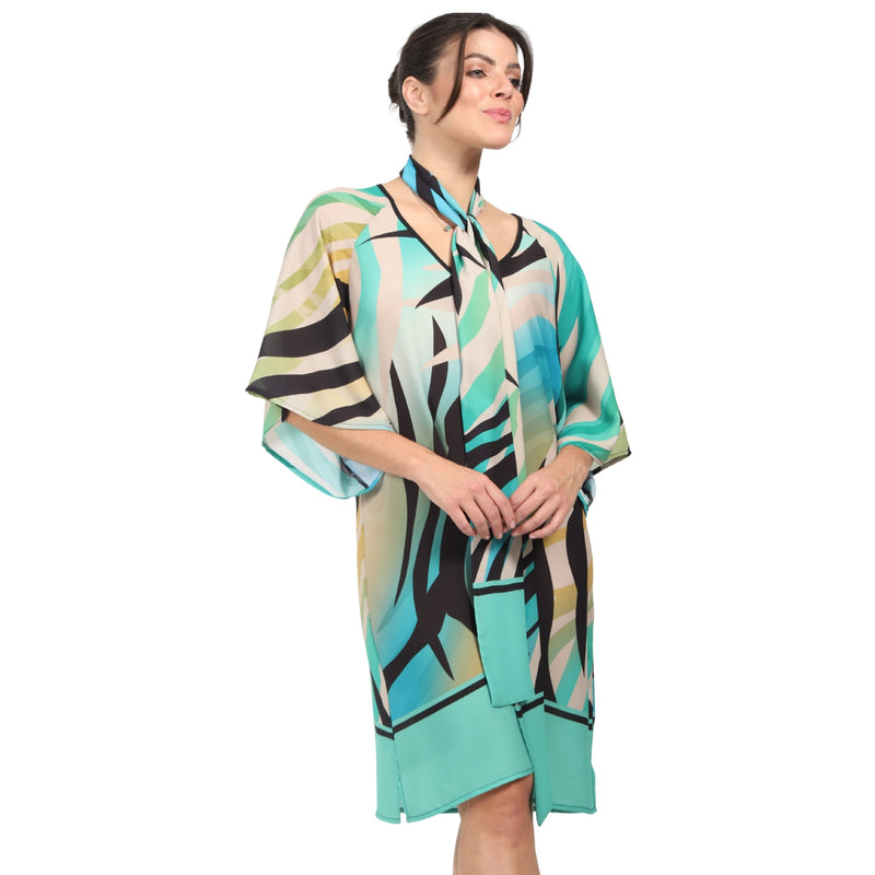 Vestido curto Kimono BIXUGRILLO estampado Algas