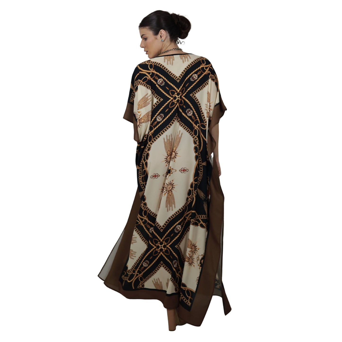 Kaftan Longa estampada Bixugrillo Lenço bege