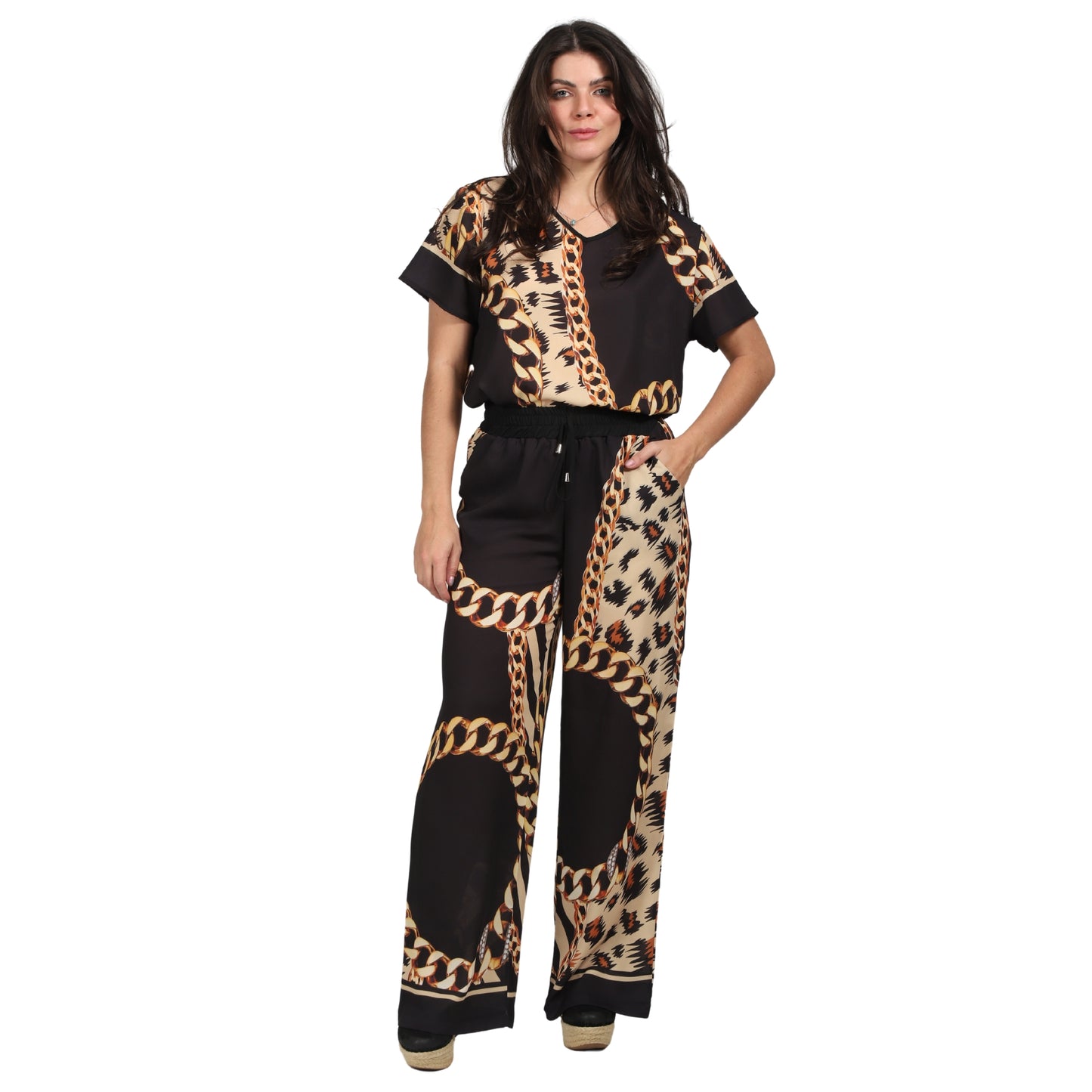 Calça pantalona BIXUGRILLO estampada Clássico