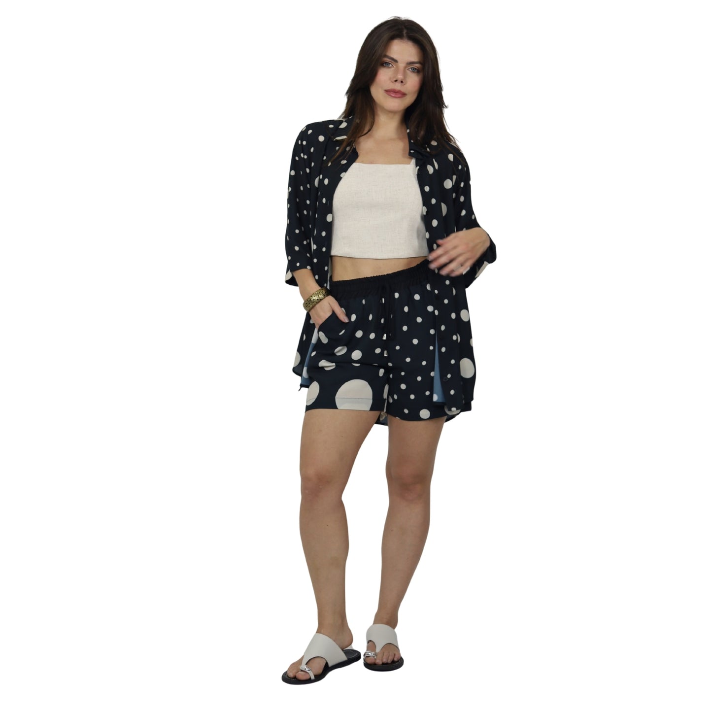 Conjunto 02 PÇS Camisão e Short BIXUGRILLO estampado Poá