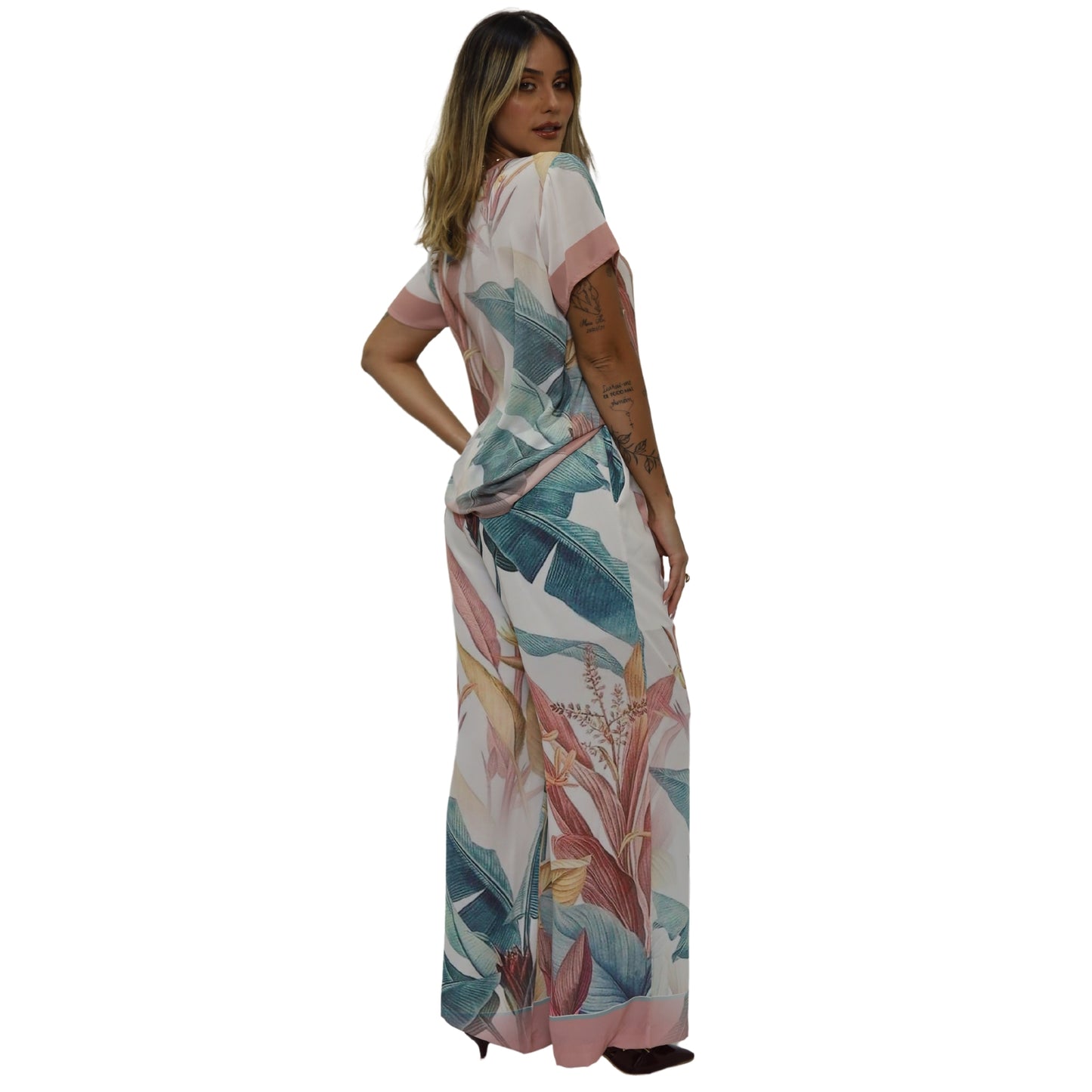 Conjunto Blusa e Pantalona BIXUGRILLO estampada Botânico