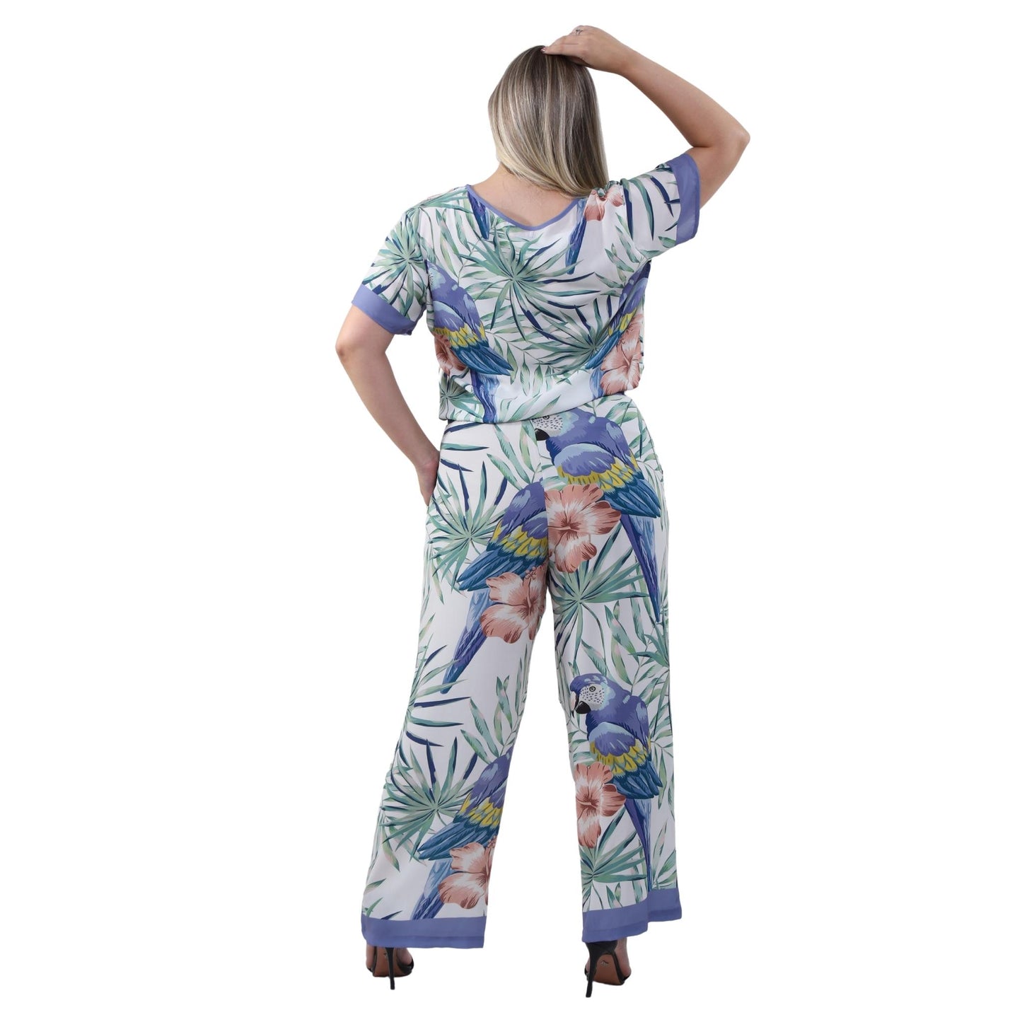 Calça pantalona BIXUGRILLO estampada Arara Anis