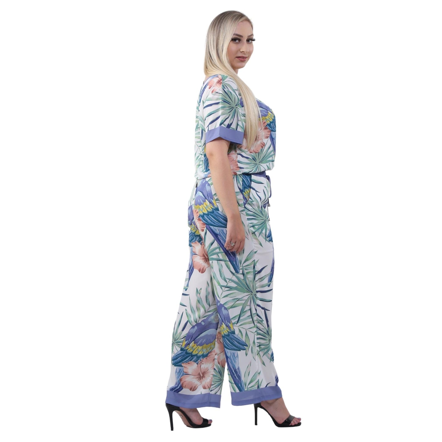 Conjunto Blusa decote "V" e calça pantalona Arara Anis