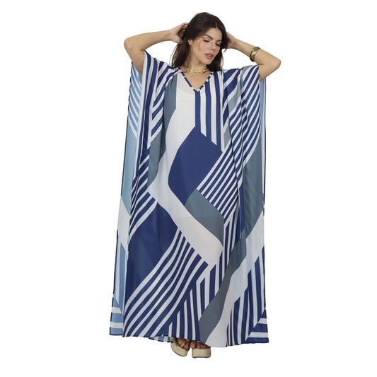 Kaftan Longa estampada Bixugrillo Listras Azul
