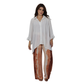 Conjunto Aura Terracota,2 pçs Feminino Blusa Mullet e Calça Estampada em Georgette Toque de Seda | BIX.G.
