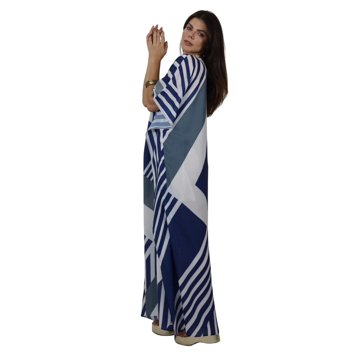 Kaftan Longa estampada Bixugrillo Listras Azul