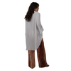 Conjunto Aura Terracota,2 pçs Feminino Blusa Mullet e Calça Estampada em Georgette Toque de Seda | BIX.G.