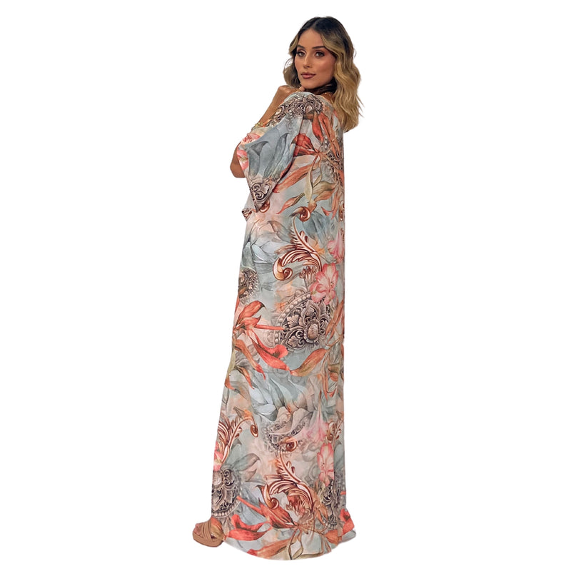 Kaftan Longa estampada Bixugrillo Trancoso