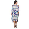 Kaftan vestido curta ombro aberto estampada aquário