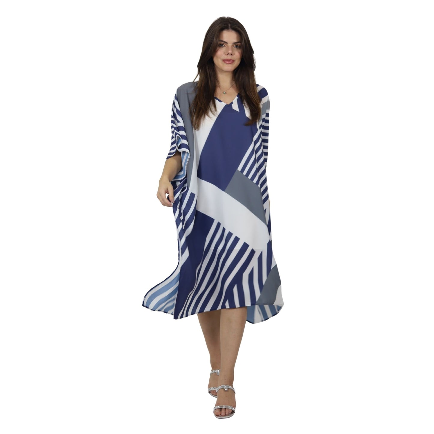 Kaftan Curta estampada Bixugrillo Listras Azul