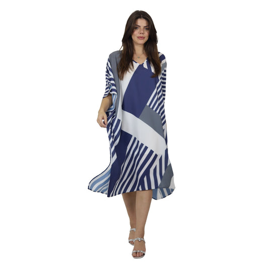 Kaftan Curta estampada Bixugrillo Listras Azul