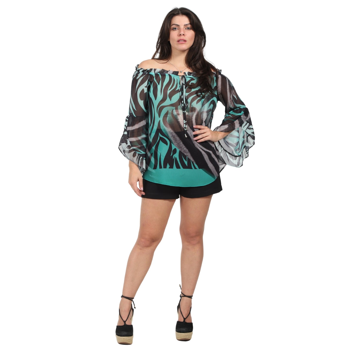 Blusa ciganinha estampada zebra green