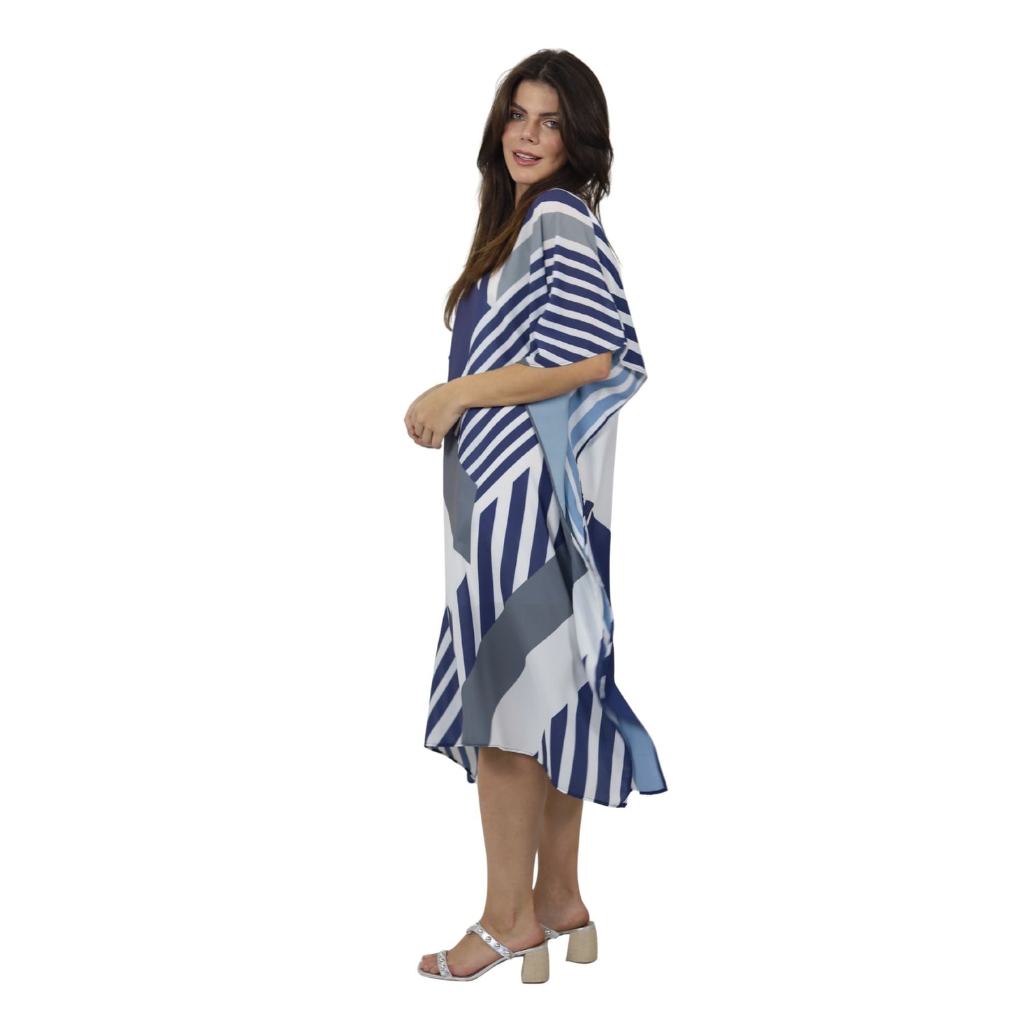 Kaftan Curta estampada Bixugrillo Listras Azul