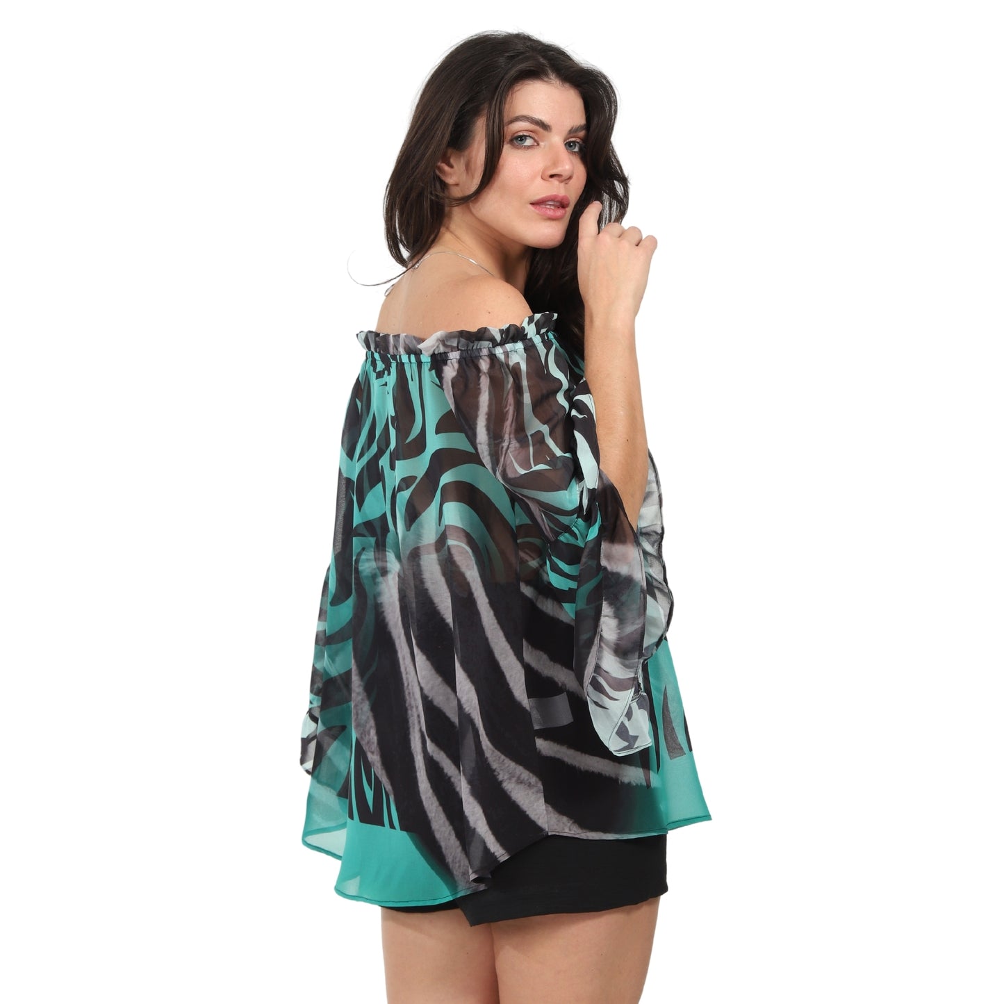 Blusa ciganinha estampada zebra green