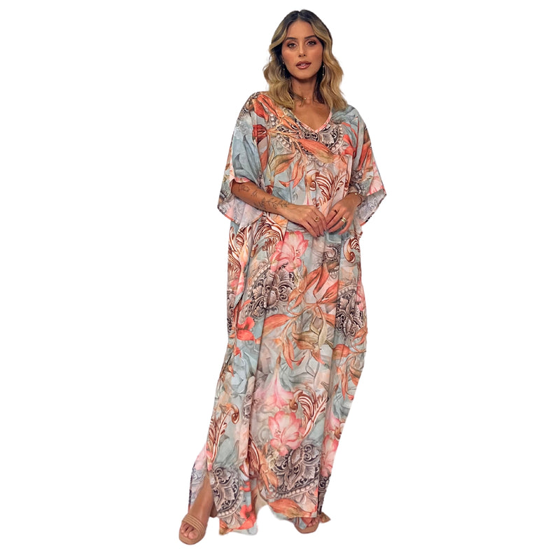 Kaftan Longa estampada Bixugrillo Trancoso