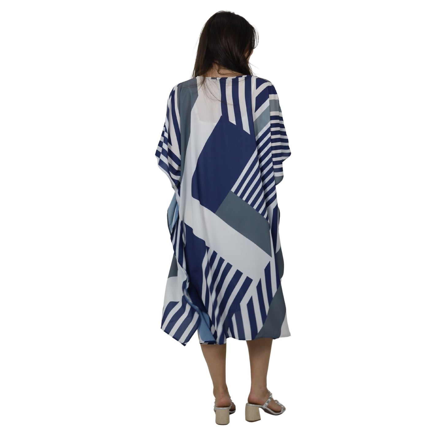 Kaftan Curta estampada Bixugrillo Listras Azul