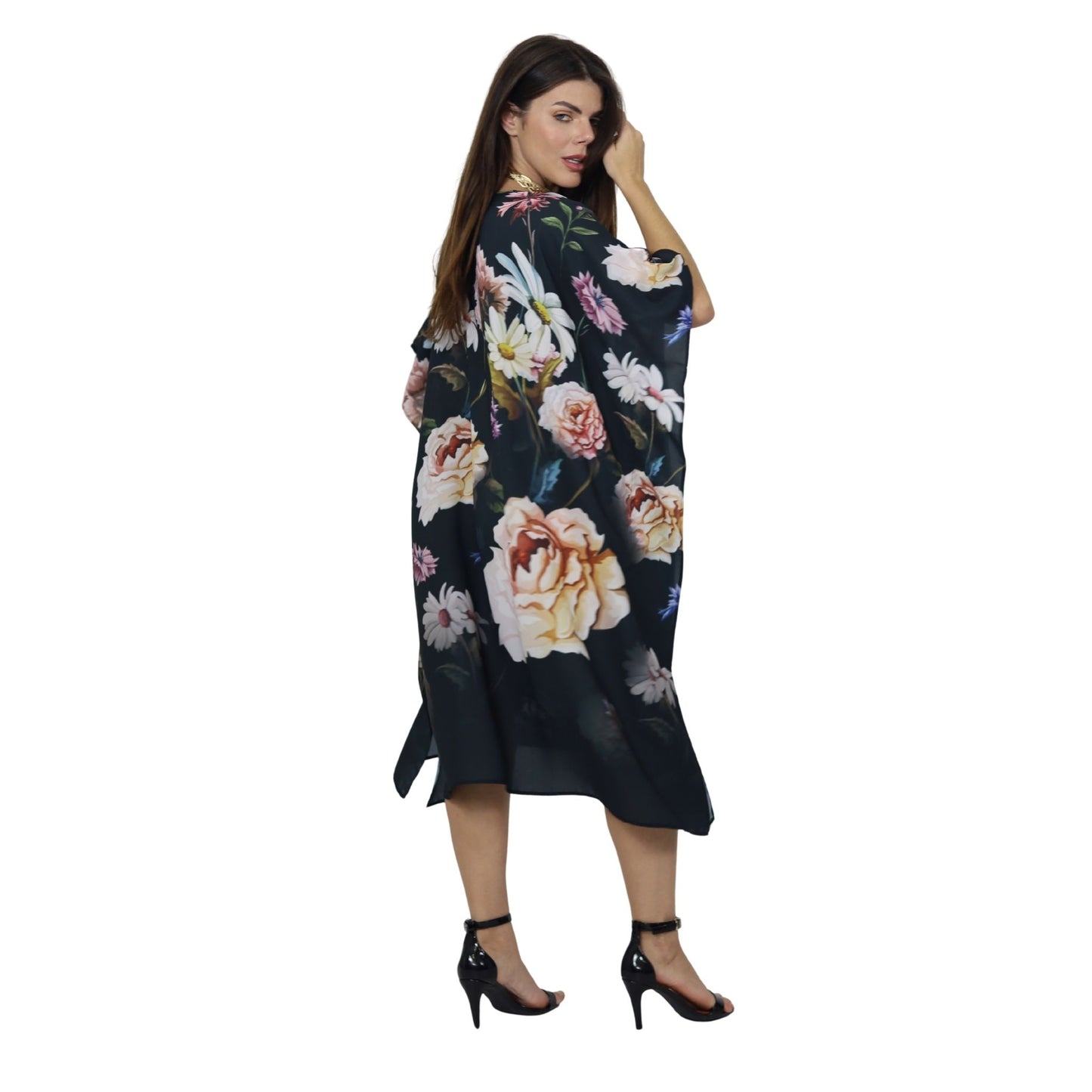 Kaftan Curta estampada Bixugrillo Crisântemo