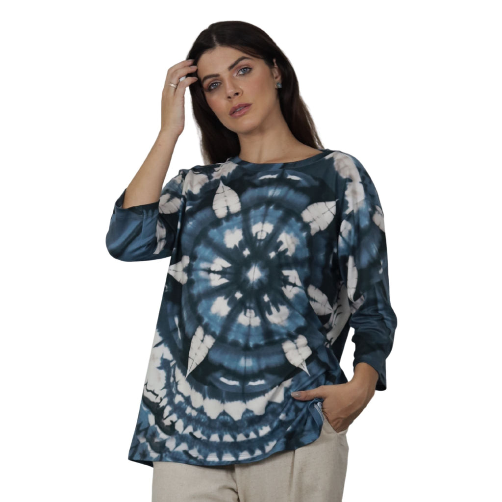 Blusa Decote "V" manga 3/4 BIXUGRILLO estampada