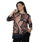 Blusa Decote "V" manga 3/4 BIXUGRILLO estampada Borboleta Preta