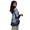Blusa Decote "V" manga 3/4 BIXUGRILLO estampada Folhas Azuis