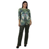 Blusa Decote "V" manga 3/4 BIXUGRILLO estampada Borboleta Green