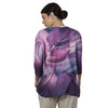 Blusa Decote "V" manga 3/4 BIXUGRILLO estampada Folhas Vinho