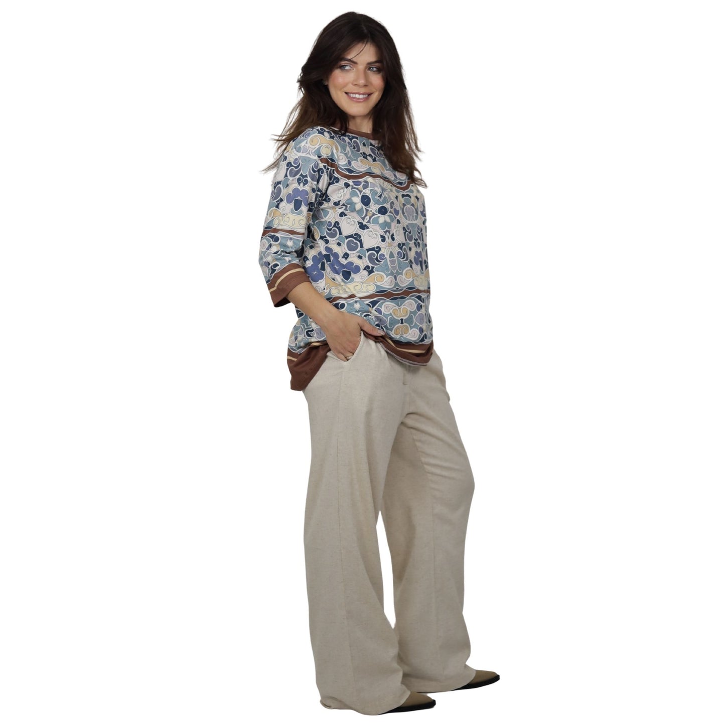 Blusa Decote "V" manga 3/4 BIXUGRILLO estampada