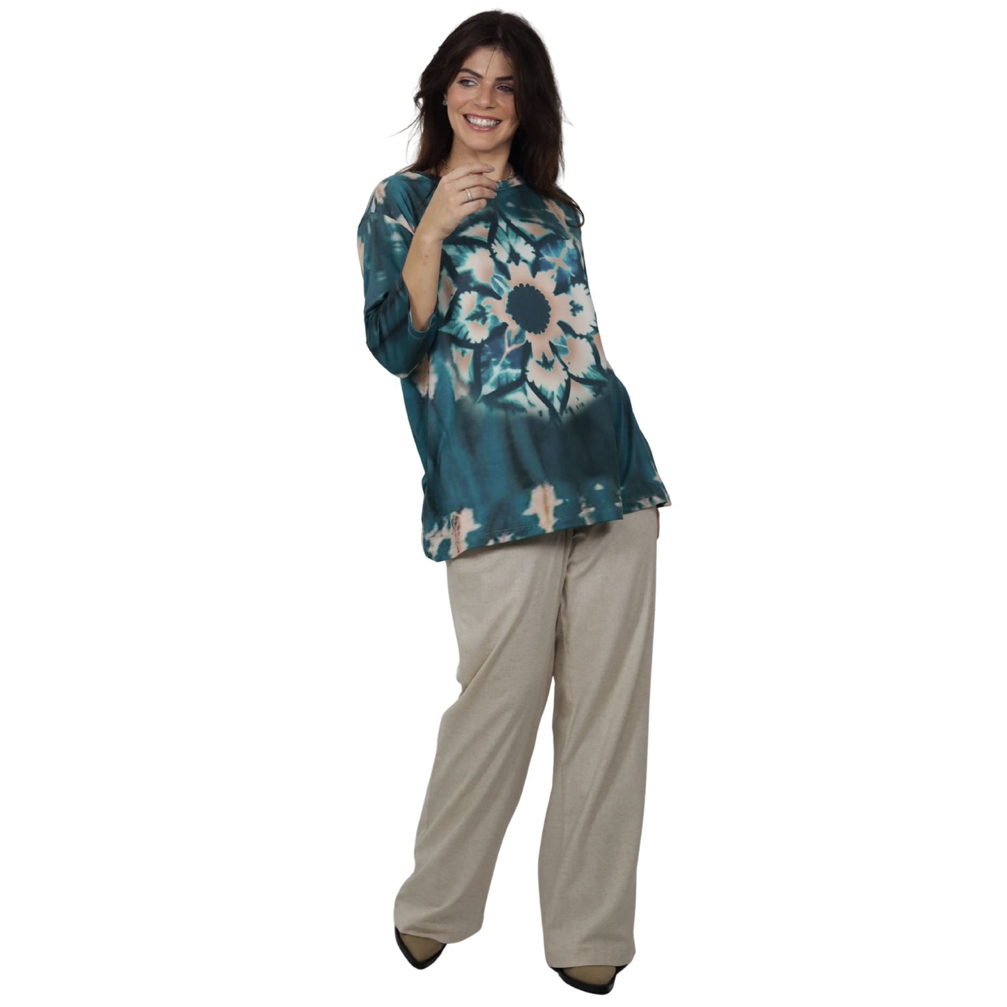 Blusa Decote "V" manga 3/4 BIXUGRILLO estampada