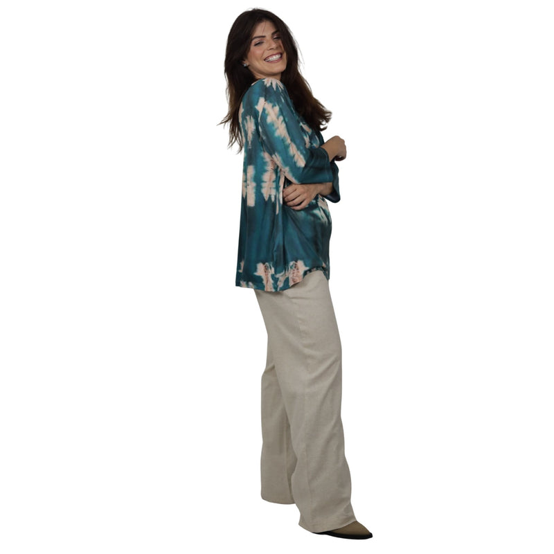 Blusa Decote "V" manga 3/4 BIXUGRILLO estampada