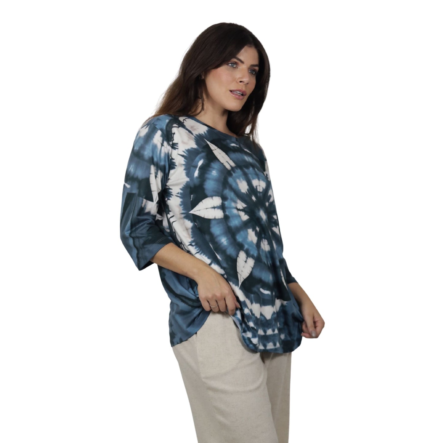 Blusa Decote "V" manga 3/4 BIXUGRILLO estampada