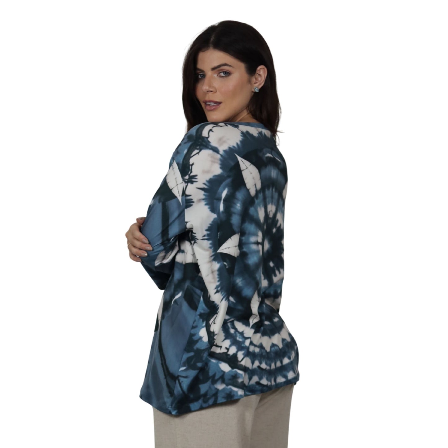 Blusa Decote "V" manga 3/4 BIXUGRILLO estampada