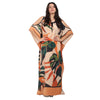 Kaftan vestido Longo ombro aberto Bixugrillo estampado Antúrio