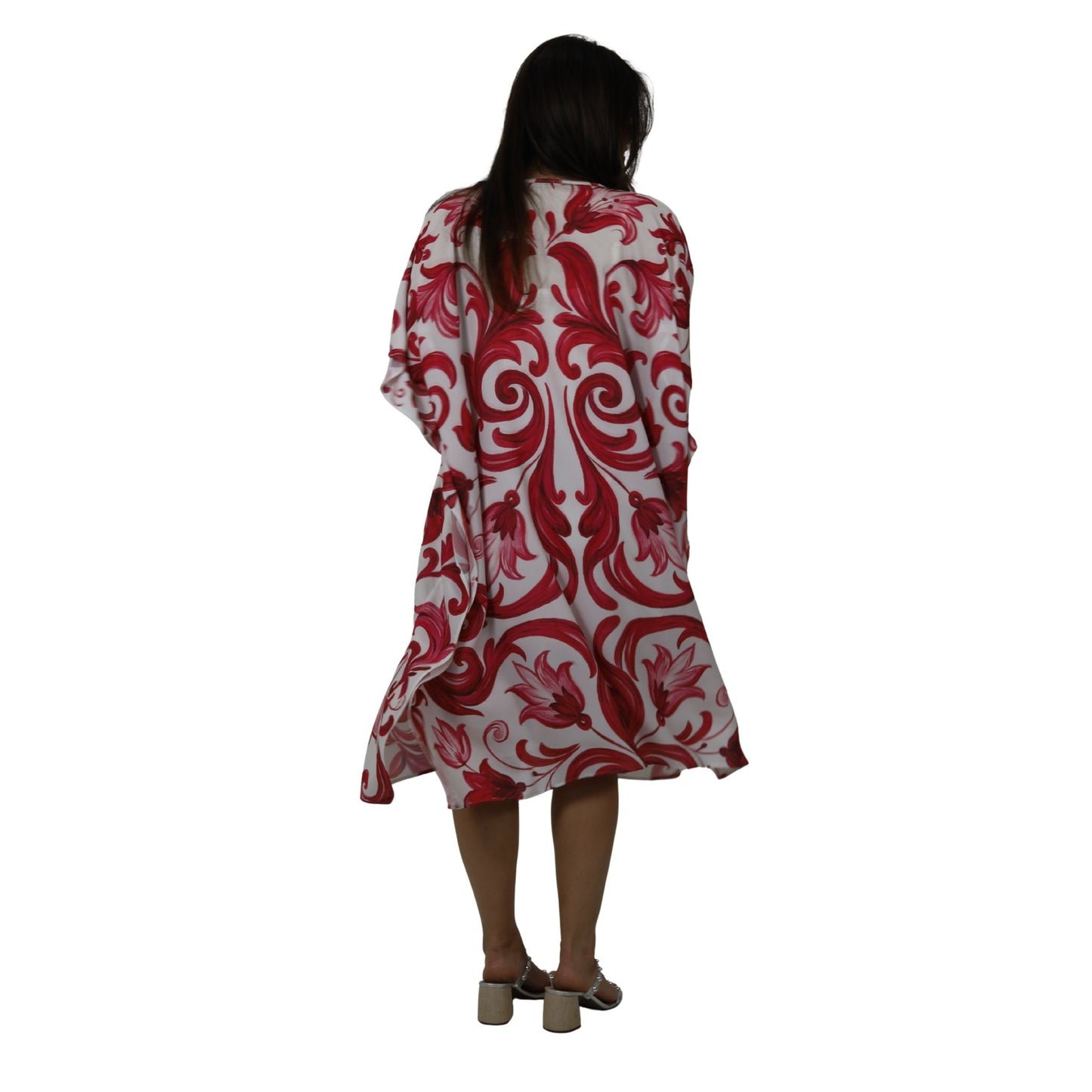 Kaftan Longa estampada Bixugrillo Moldura Rosa