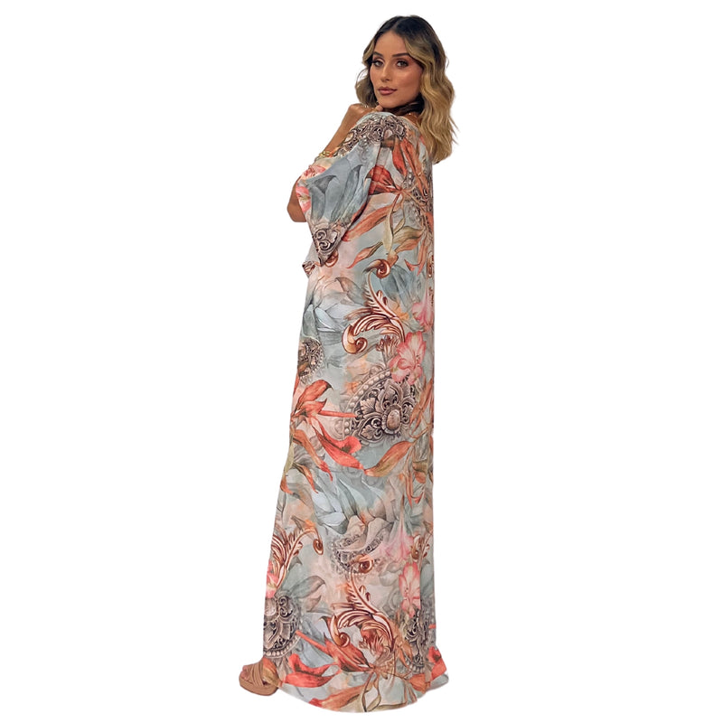 Kaftan Longa estampada Bixugrillo Trancoso