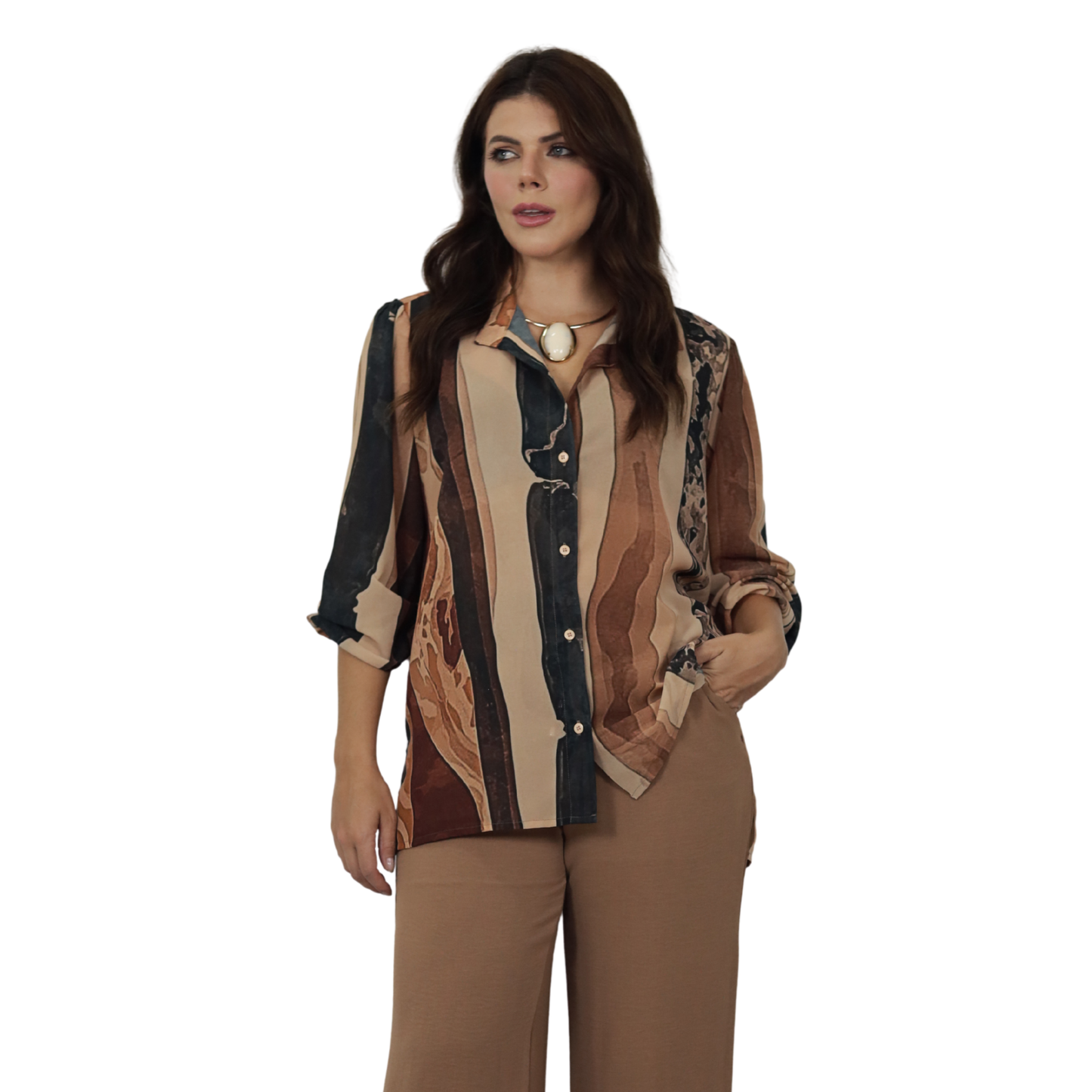 Camisa Manga 3/4 | BIXUGRILLO Estampada | Listras Rochosas