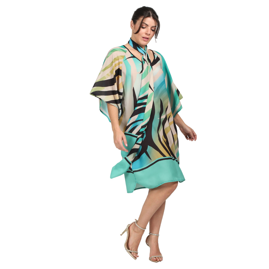 Vestido curto Kimono BIXUGRILLO estampado Algas