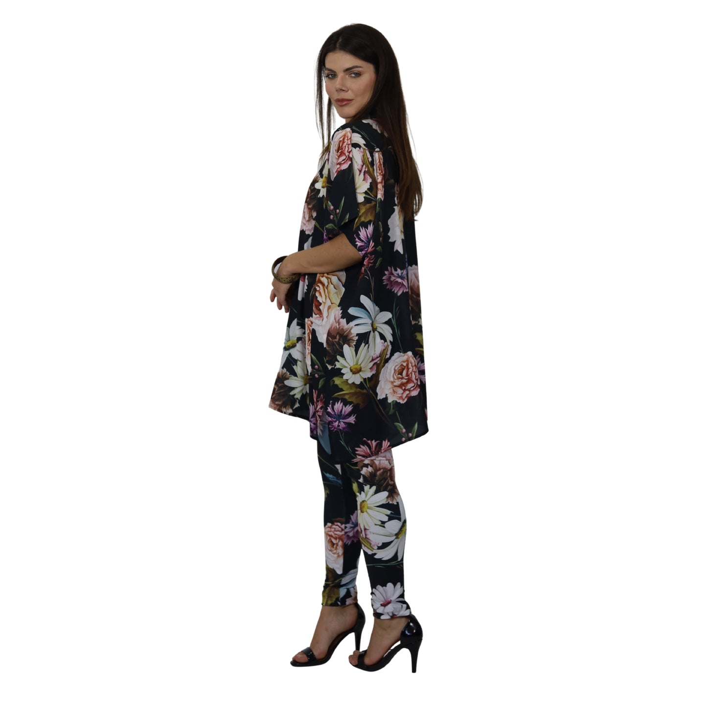 Conjunto Camisão Kaftan e Calça Legging – Bixugrillo estampado Crisantemo