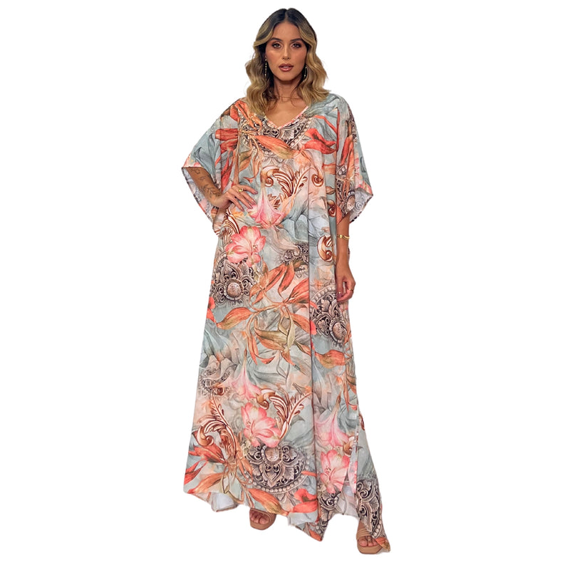 Kaftan Longa estampada Bixugrillo Trancoso