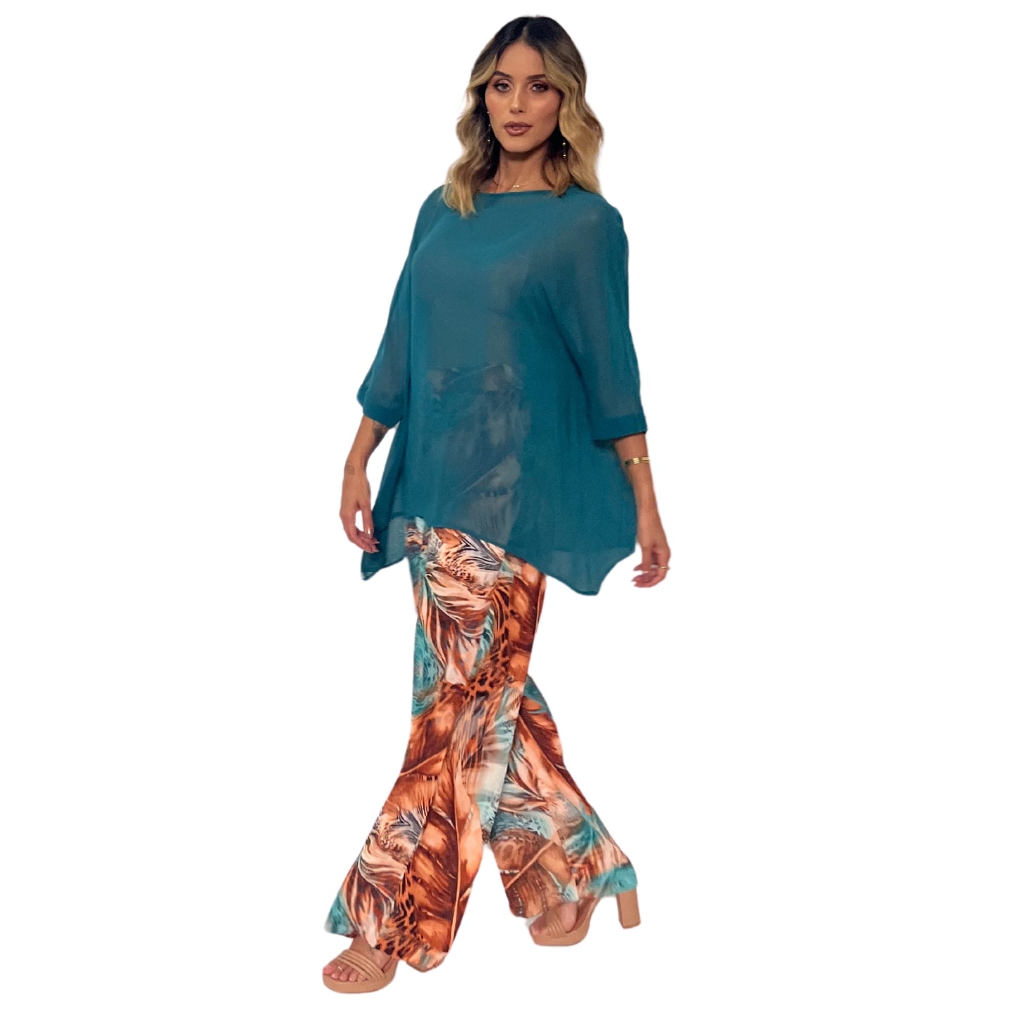 Blusa manga morcego lisa Verde