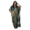 Kaftan Longa Feminina em GGT Toque de Seda | Estampa Exclusiva BIX.G | Safiri Esmeralda