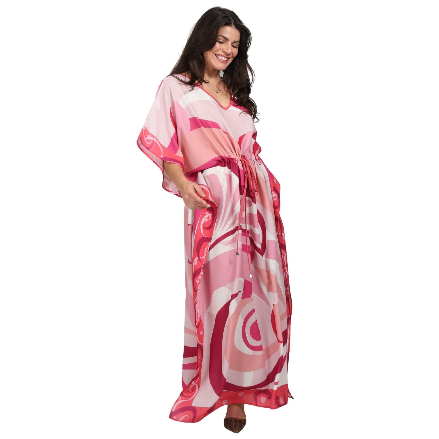 Kaftan Longa com cintura ajustável Universo pink