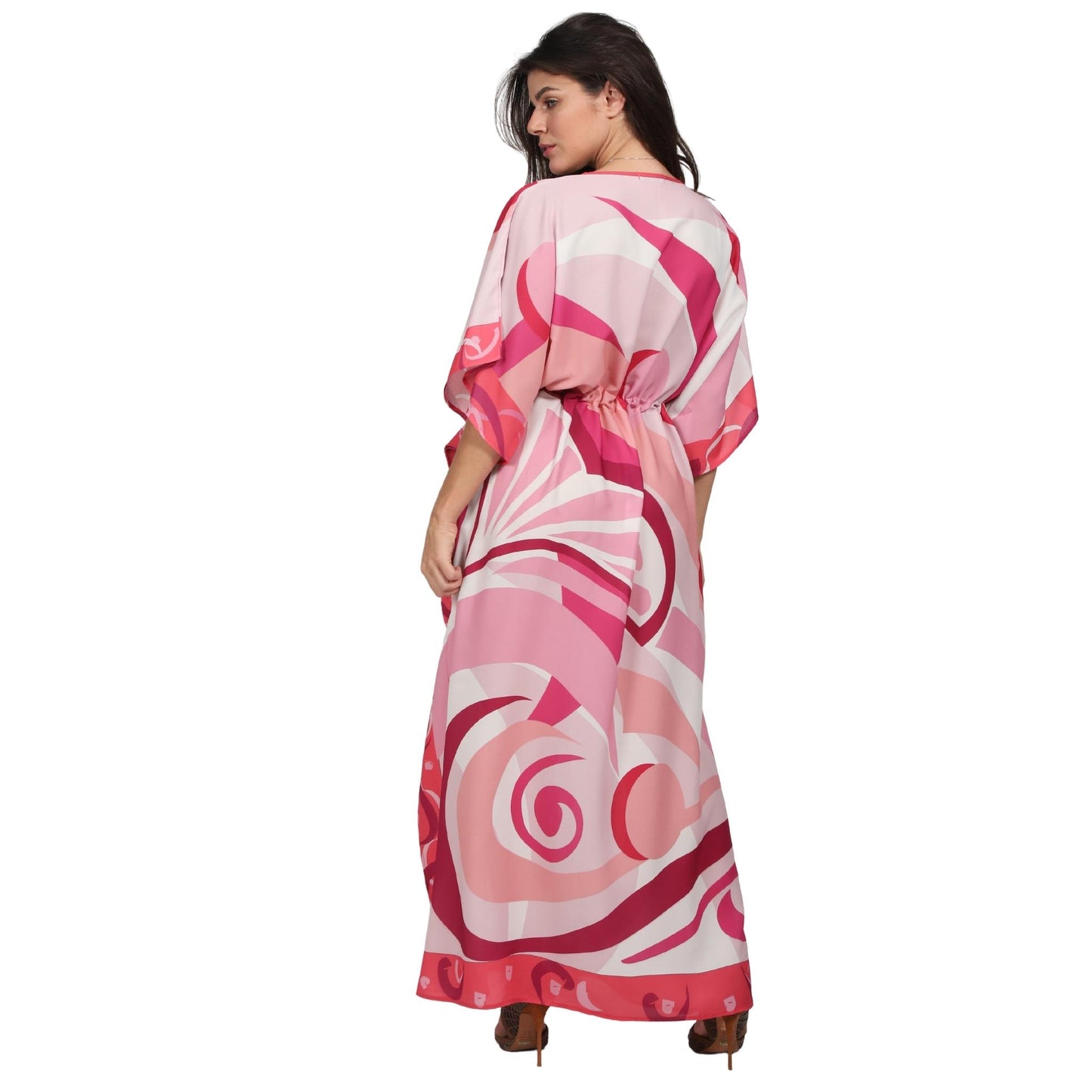 Kaftan Longa com cintura ajustável Universo pink