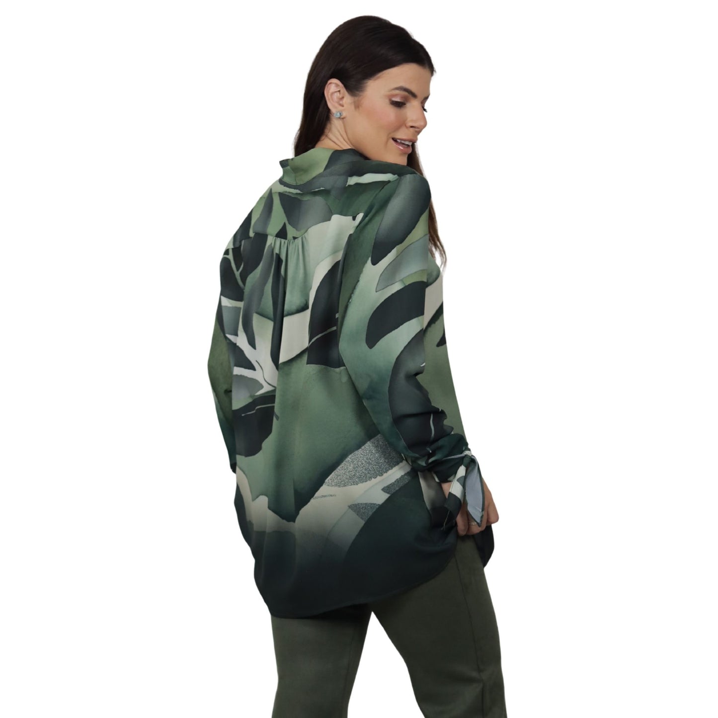 Blusa manga longa BIXUGRILLO estampada  Borboleta Green