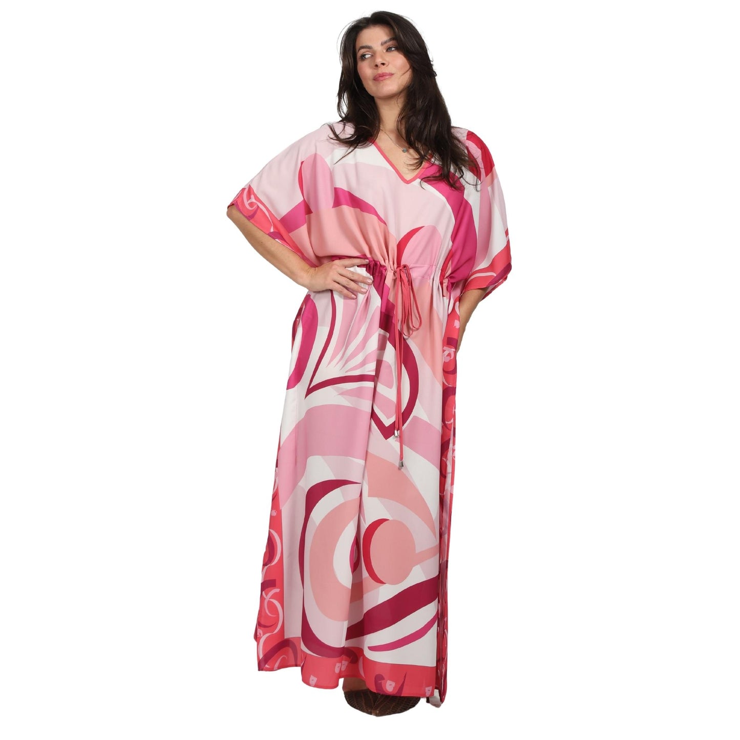 Kaftan Longa com cintura ajustável Universo pink