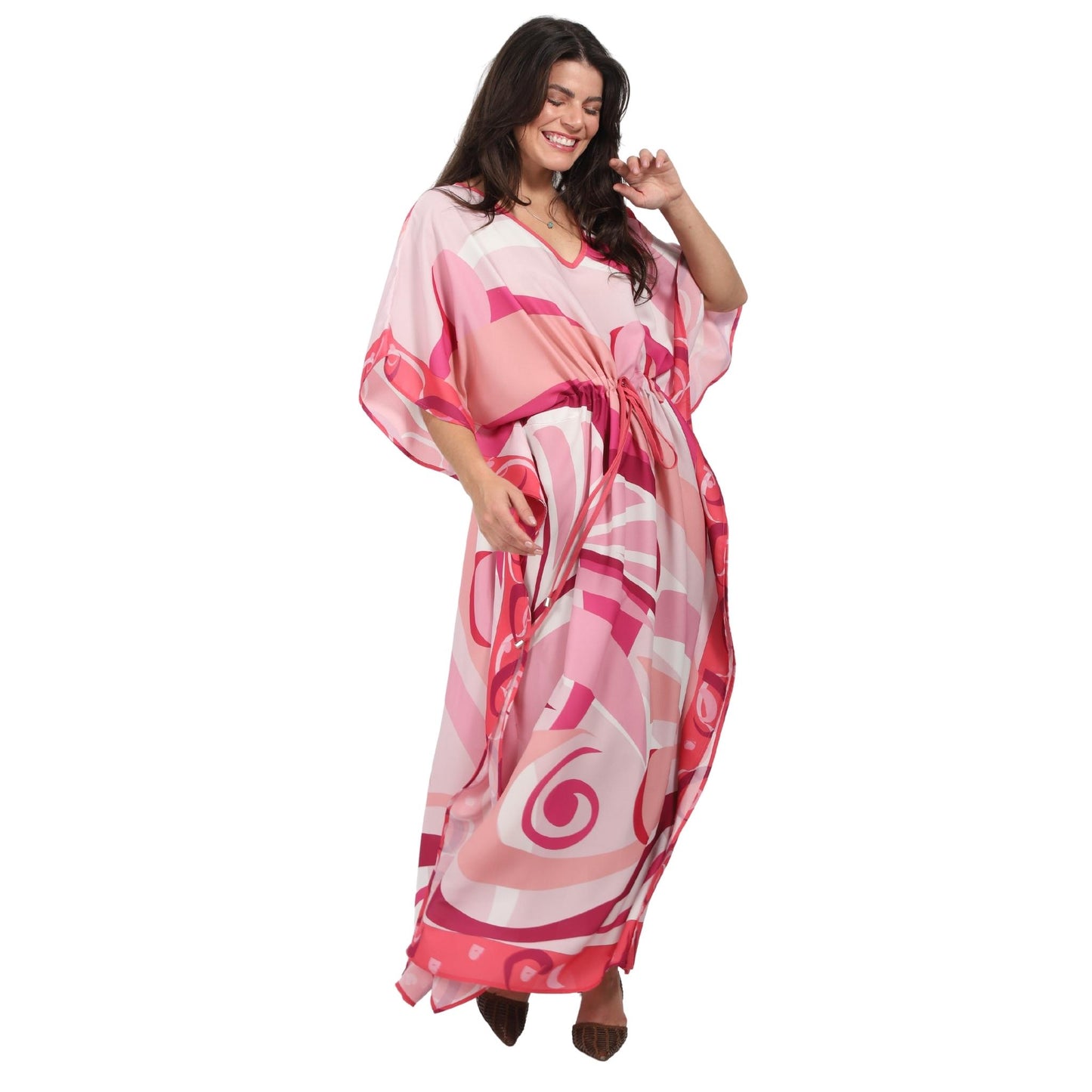 Kaftan Longa com cintura ajustável Universo pink