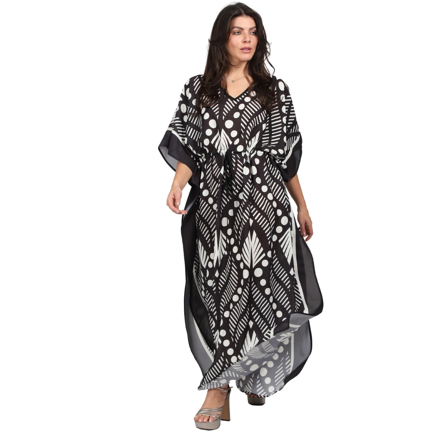 Kaftan Longa com cintura ajustável Painel