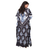 KAFTAN VESTIDO longa BIXUGRILLO estampada Tribal Azul e preto