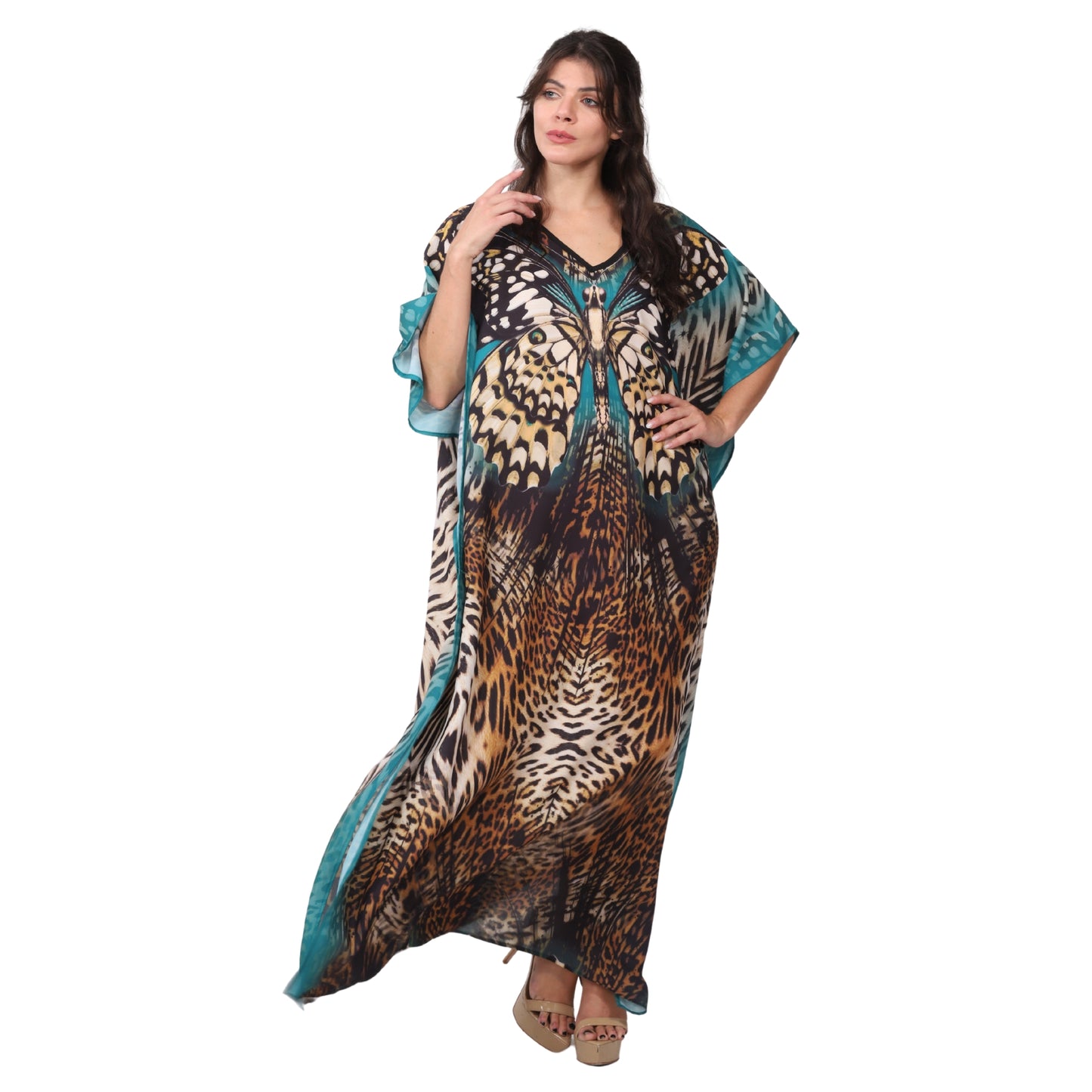 KAFTAN VESTIDO longa BIXUGRILLO estampada Borboleta